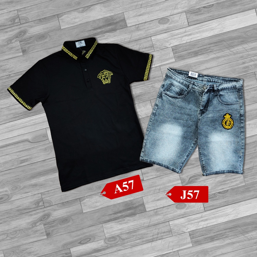 Đồ Bộ Áo Thun + Quần Short Jean Cho Nam Trẻ Trung, Phong Cách Hàn Quốc CB15