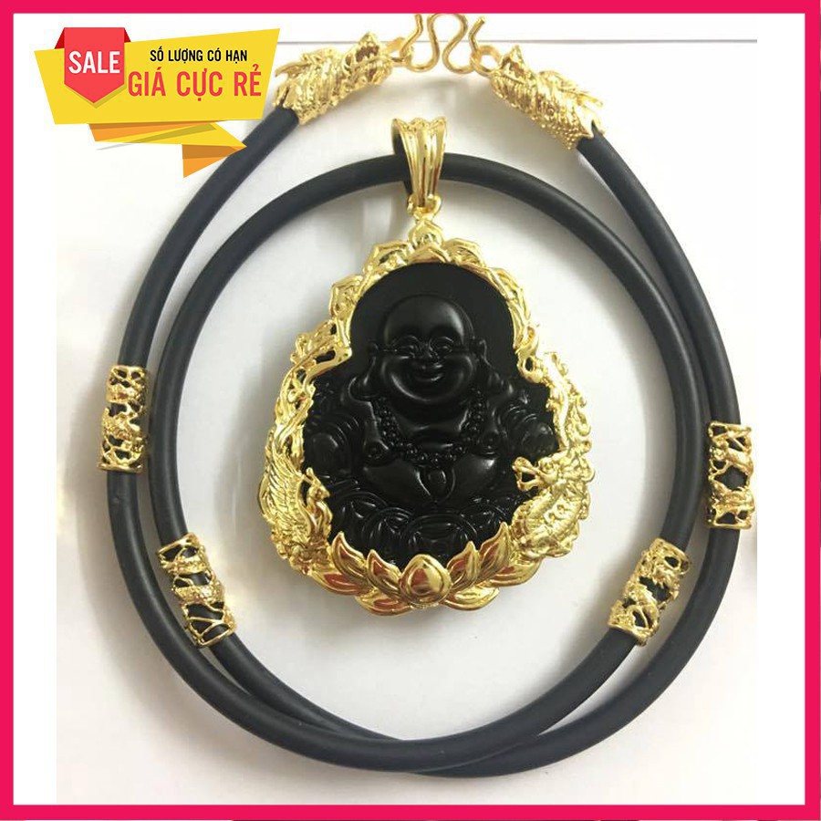 ♥️Freeship 99k TQ_Mặt phật di lặc phong thủy may mắn ( đen ) + tặng 1 dây cao sụ mạ vàng