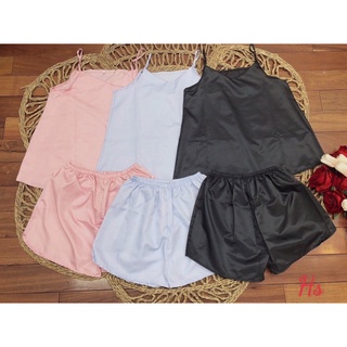 bộ đùi ngủ 2 dây lụa bóng satin Hs