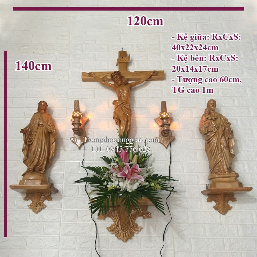 Bộ bàn thờ Chúa bằng gỗ mẫu LNG60 (trọn bộ)