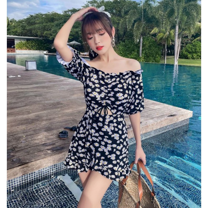 Bikini đồ bơi nữ liền mảnh hoa cúc - đồ bơi nữ - ảnh thật