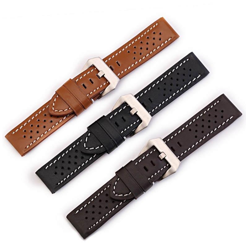 20mm 22mm 24mm 26mm Genuine Leather Band Men Watch Strap Wristband Belt