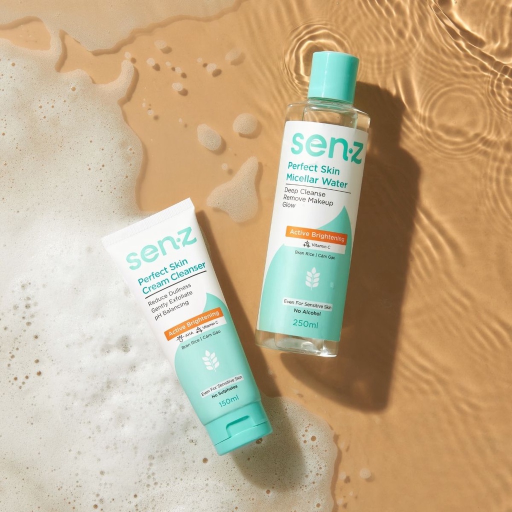 [TRAVEL SIZE] Bộ Đôi Tẩy Trang + Sữa Rửa Mặt Cám Gạo SenZ Perfect Skin Làm Sạch Sâu Sáng Da Cho Mọi Loại Da 50ML + 30ML