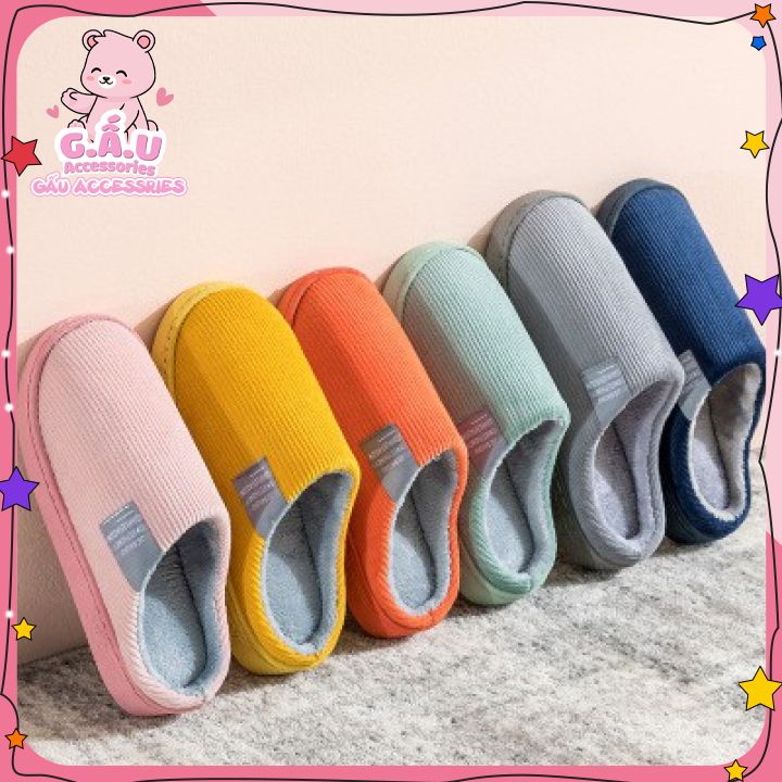 Dép bông đi trong nhà, dép lông đi trong nhà mùa đông nam nữ kiểu dáng Hàn Quốc siêu ấm chống trơn trượt DB07