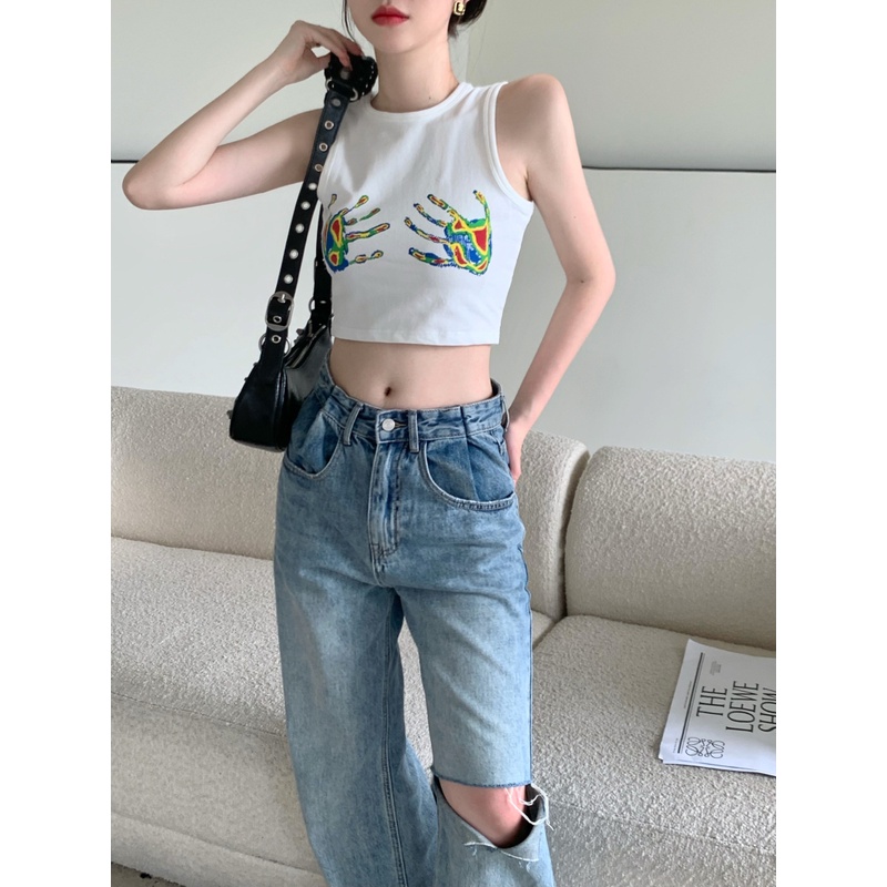 Áo Hai Dây Ngắn Phong Cách retro Mỹ Cho Nữ