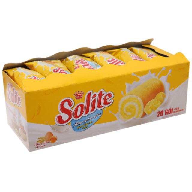 Bánh bông lan cuộn SOLITE Kinh Đô 360g (3 vị) date mới