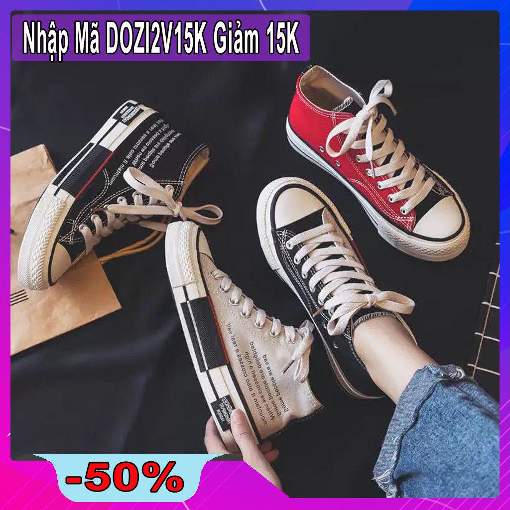 Giày sneaker cao cổ 2 vạt nam nữ, Vải thô mềm, có sẵn 2 màu (size 35-43)