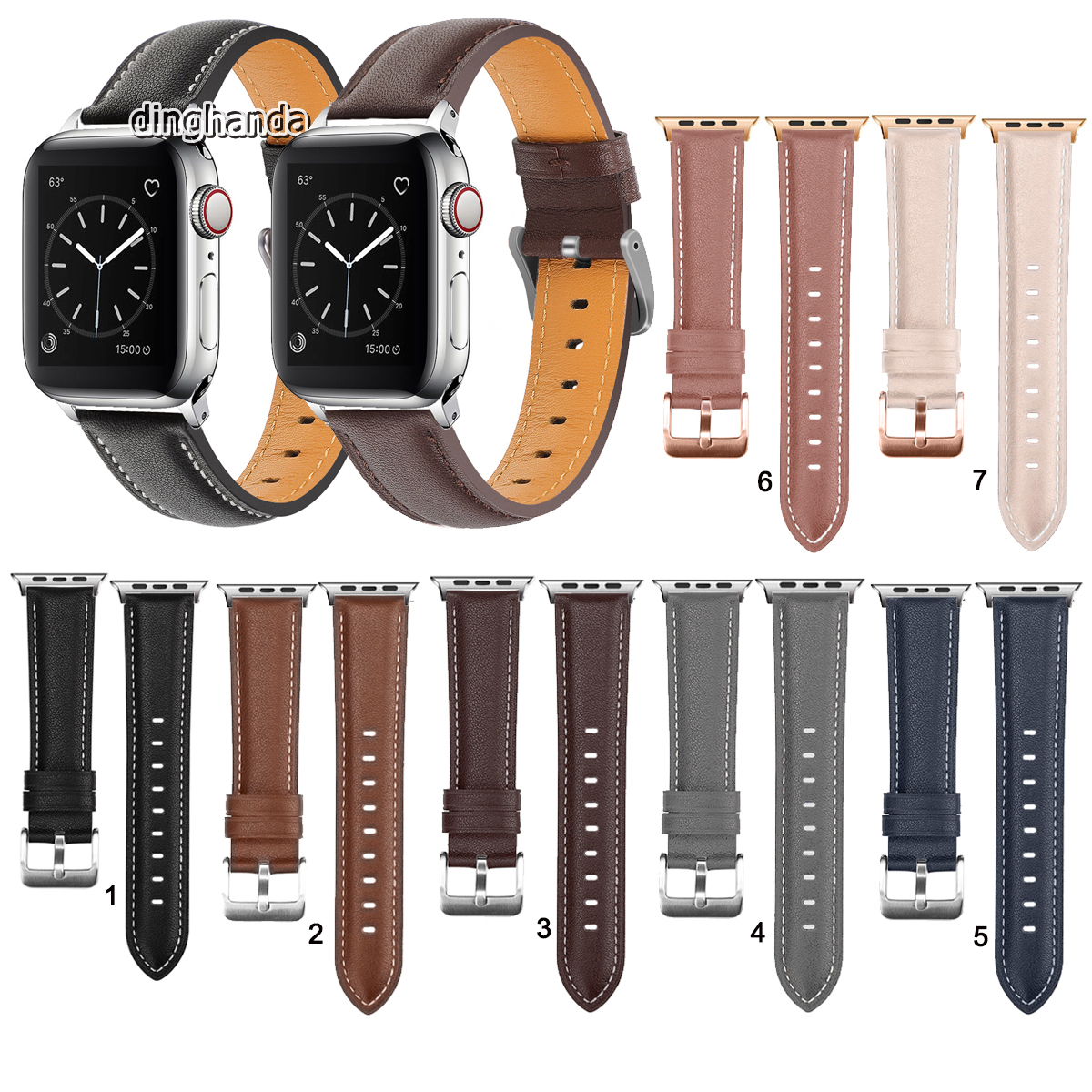 Dây Đeo Bằng Da Cho Đồng Hồ Thông Minh Apple Watch Series 38mm 40mm 42mm 44mm