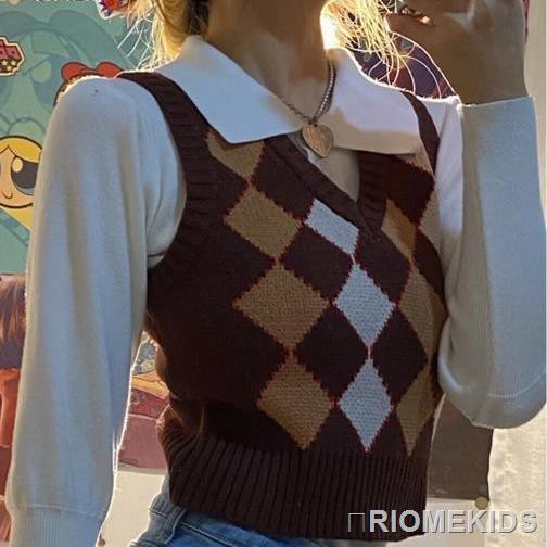 Áo Sweater Không Tay Cổ Chữ V Xinh Xắn Dành Cho Nữ