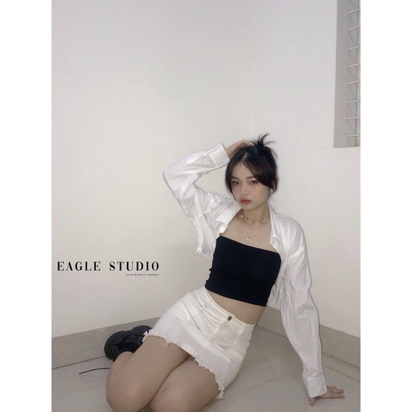 (TUBE TOP) Áo ống quây ngực thun gân nữ kiểu croptop không tay dày dặn co giãn