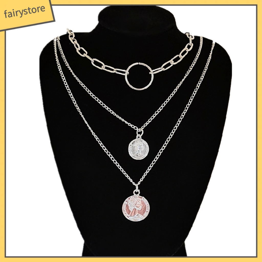 Dây chuyền hợp kim 3 vòng mặt hình tròn đẹp mắt