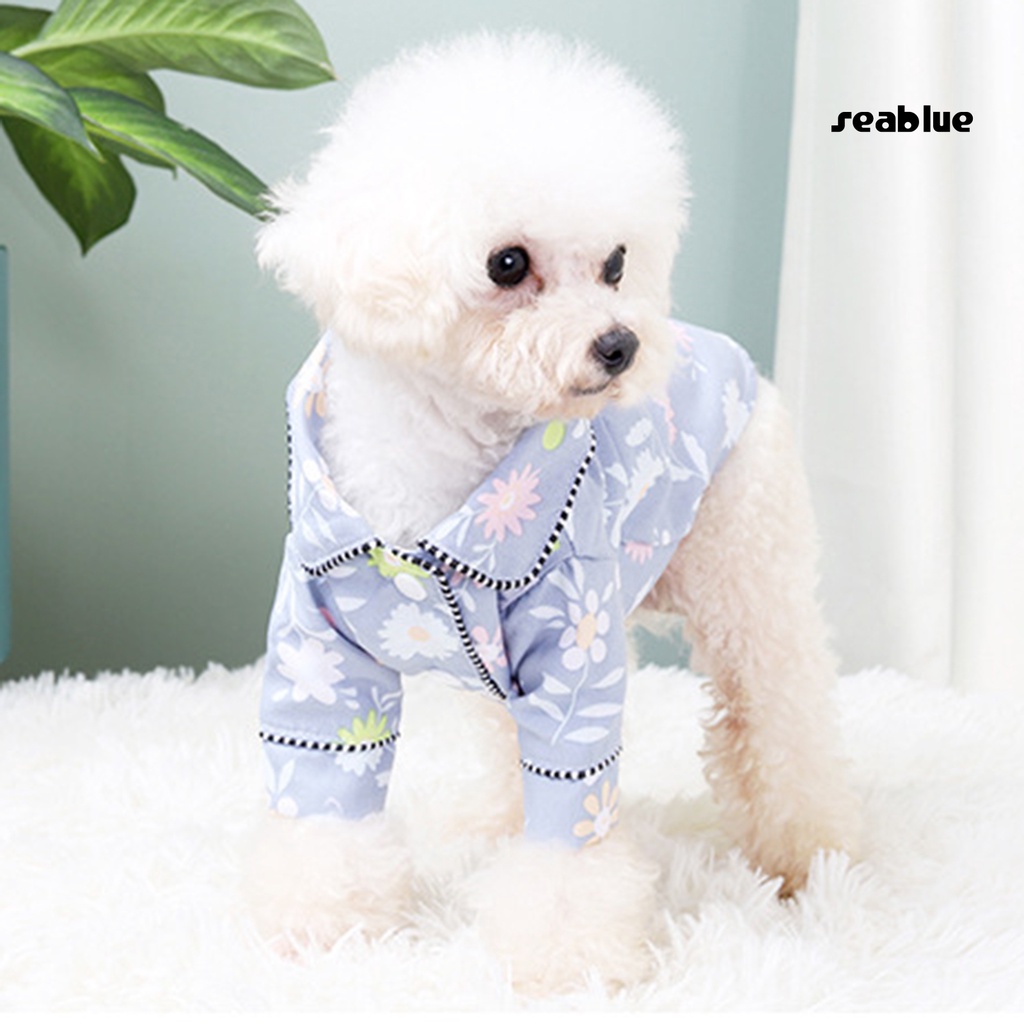 Bộ Đồ Ngủ Pijama Hai Chân Thoáng Khí In Họa Tiết Hoa Dành Cho Cún Cưng
