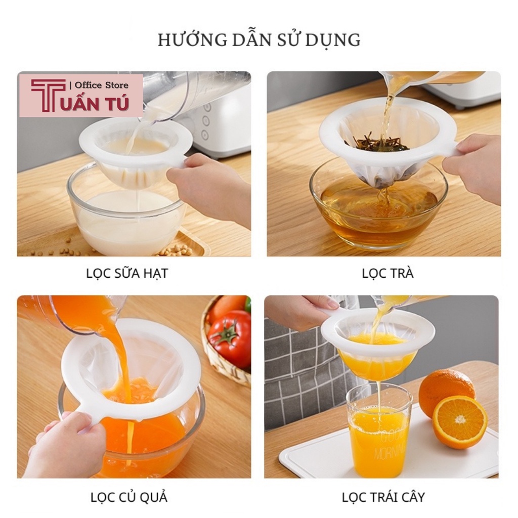 Rây Lọc Lưới Vải Siêu Mịn, Lọc Trái Cây, Củ Quả Nhà Bếp, Túi Vải Lọc Bã Hạt Sữa Tiện Dụng - Tuấn Tú Office Store