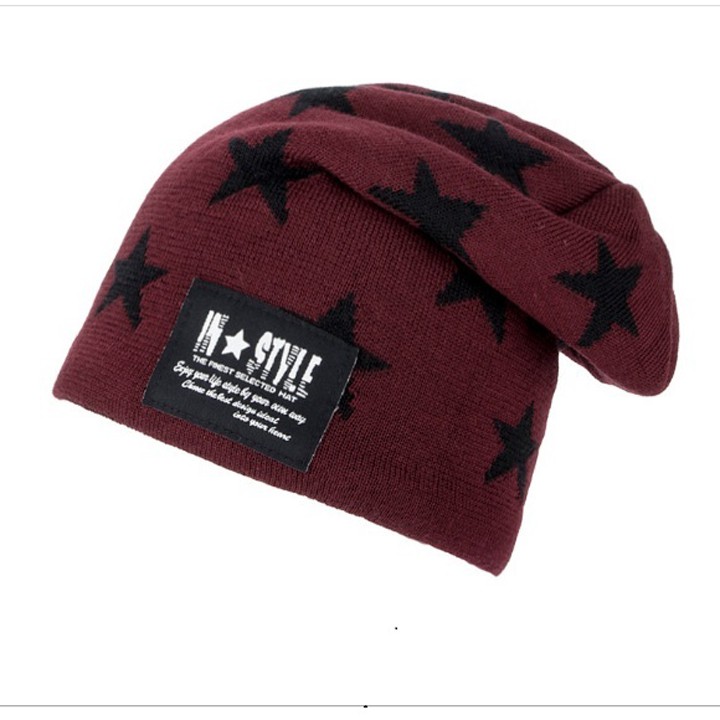 [2 LỚP] Mũ len, nón len trùm đầu sao Style A039 mềm mại, 2 lớp, lót lông, ấm ấp, dùng quanh năm