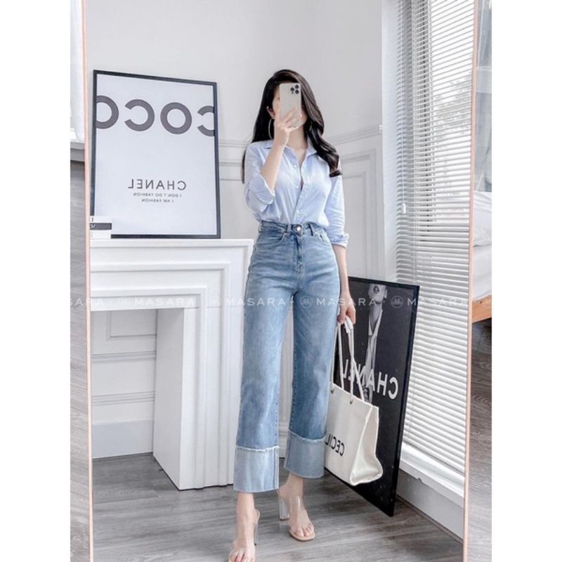 QUẦN JEANS DÀI GẬP GẤU