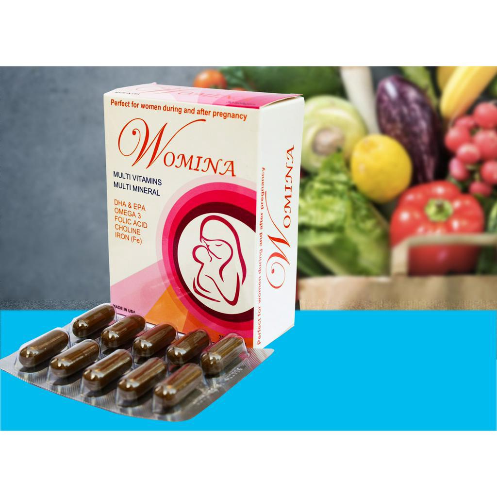 Viên Uống Bổ Bầu Womina Mỹ Bổ sung Vitamin và Khoáng chất cho bà Bầu  Nhập khẩu chính hãng TRUECAREPHARMA