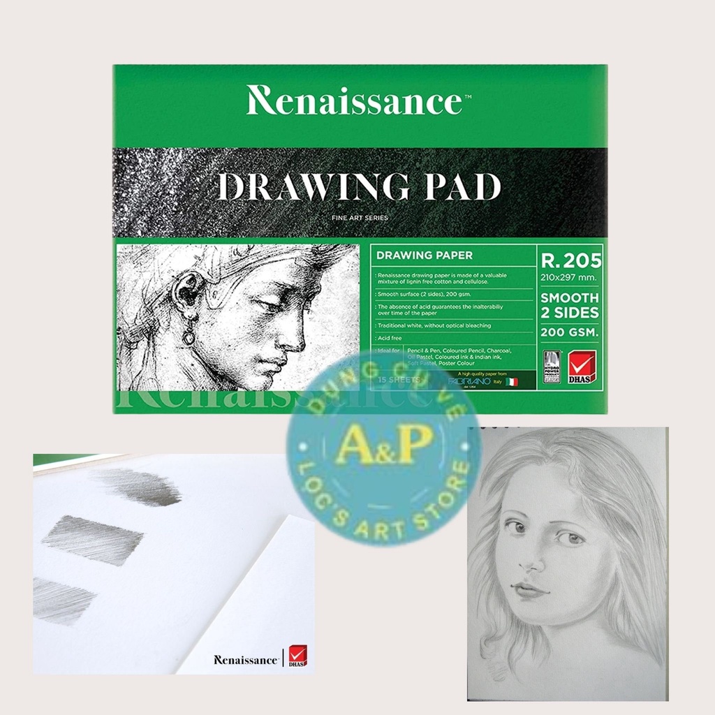 Tập Giấy Vẽ Renaissance 200gsm - Drawing Pad vân Smooth