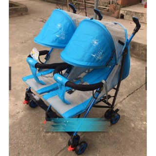 Xe đẩy đôi gấp gọn mẫu mới 2020 (mái che, phanh chân, giỏ đồ)