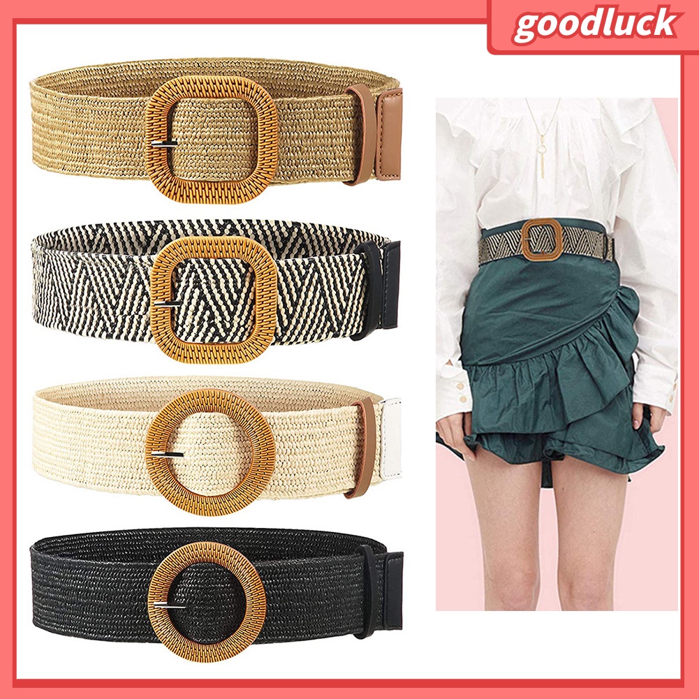 Thắt lưng dây bện bản lớn màu trơn phong cách vintage cho nữ