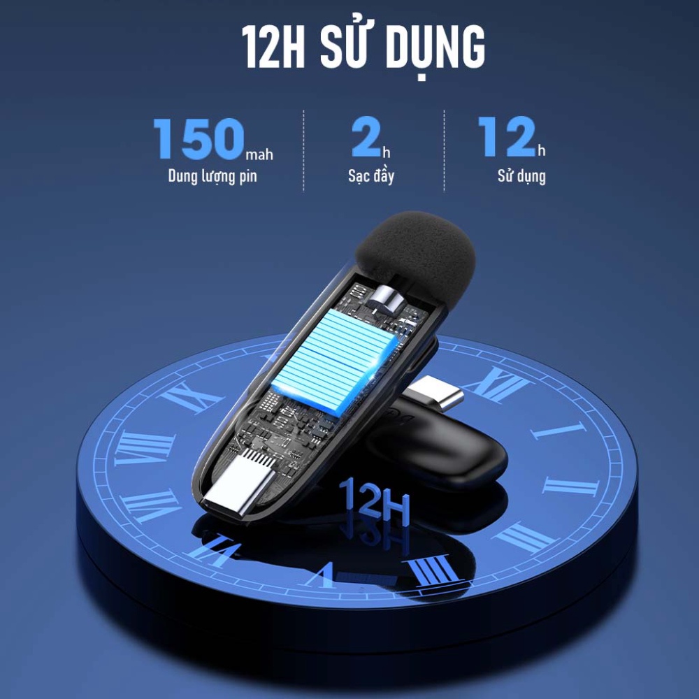 Microphone Không Dây ROBOT RS20, Bluetooth: 5.1,  Nhỏ gọn, dễ mang theo, Kết nối không dây 10m, âm thanh rõ ràng