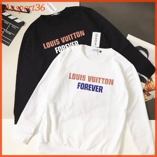 Áo thun NỈ,hoodie dài tay nam nữ, in CHỮ LV, thun nỉ da cá, của Ansport