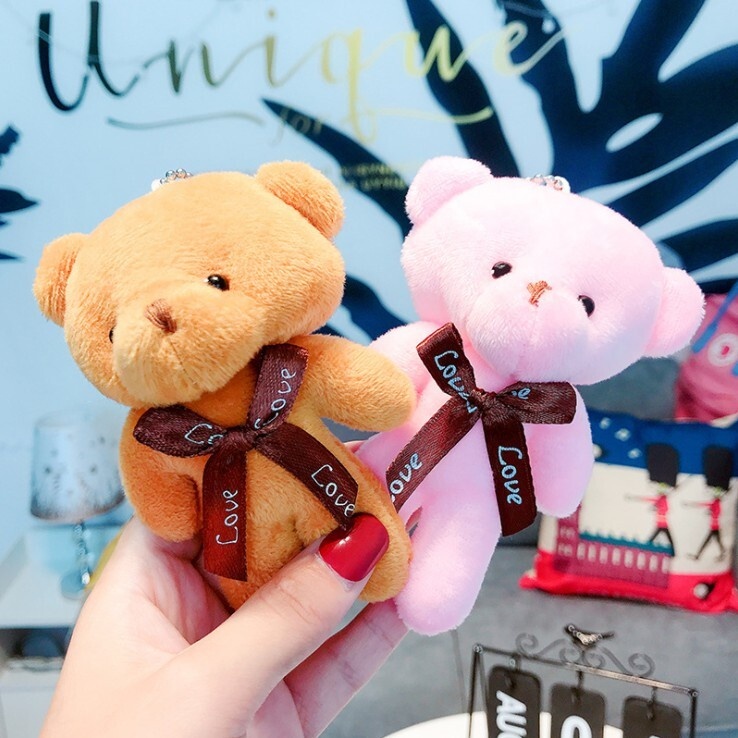 GẤU BÔNG TEDDY MINI NHỎ XINH, DỄ THƯƠNG, NHIỀU MÀU KÍCH THƯỚC 12*9CM CÓ MÓC KHÓA TREO