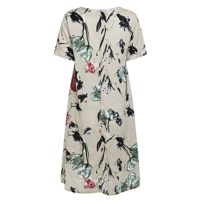 Đầm Tay Ngắn ZANZEA Hoạ Tiết Hoa Có Size Lớn