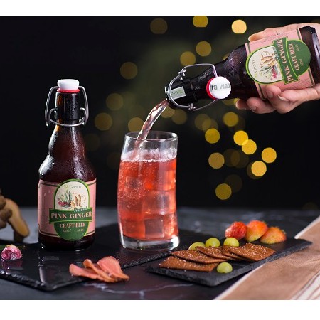 BIA GỪNG (GINGER BEER) VGREEN - lên men thủ công từ Kombucha và gừng hồng/vàng Nhật Bản 330ml