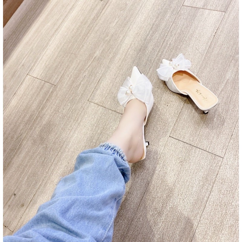 [SẴN] DÉP SỤC GÓT KIỂU NƠ TIỂU THƯ