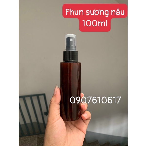 Chai nhựa pet nâu 100ml phun sương
