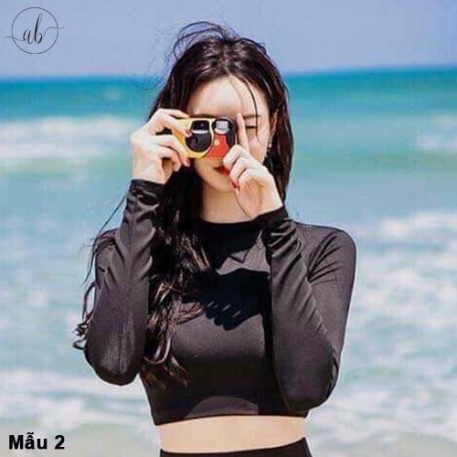 Áo bơi nữ lẻ dài tay, croptop tay dài kín đáo, có lót ngực, Mẫu 1- 12