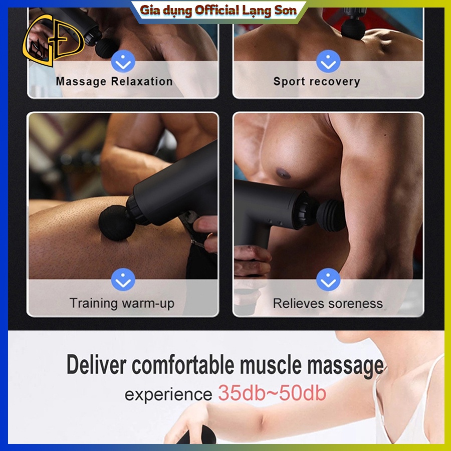 Súng Massage Fascial Gun - 4 Đầu 6 Chế Độ Fascial Giảm Cơ Căng Cơ Trị Nhức Mỏi Vai Gáy