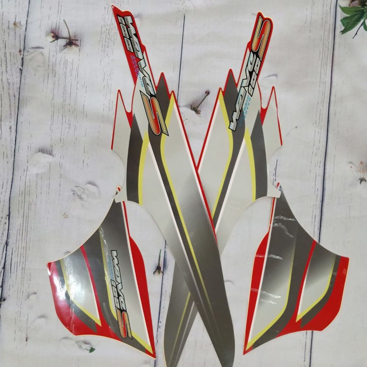 Bộ tem Màu Đỏ Xám Xe Wave S100