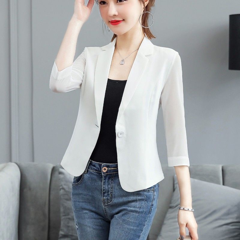 Áo Khoác Vest Chất Liệu Chiffon Màu Trắng Thời Trang Mùa Hè Sang Trọng Cho Nữ