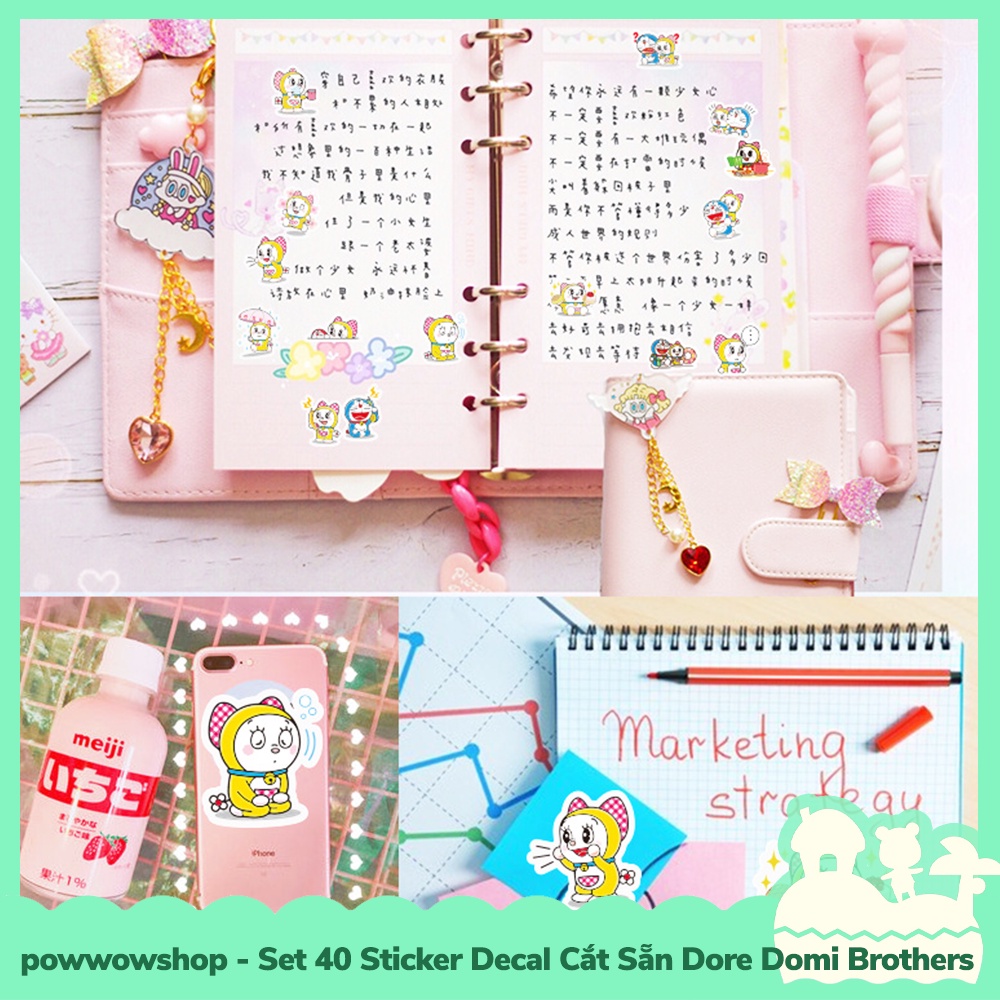 [Sẵn VN - Hỏa Tốc] Set 40 Sticker Mini Decal Dán Trang Trí Vật Dụng Mẫu Dore Domi Best Brother Ever