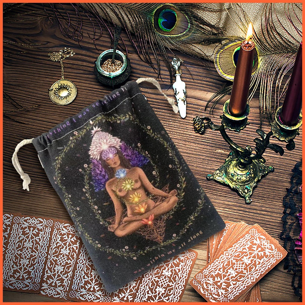 Túi Nhung Dây Rút Mềm Mại In Họa Tiết Thiên Nhiên Đựng Bài Tarot