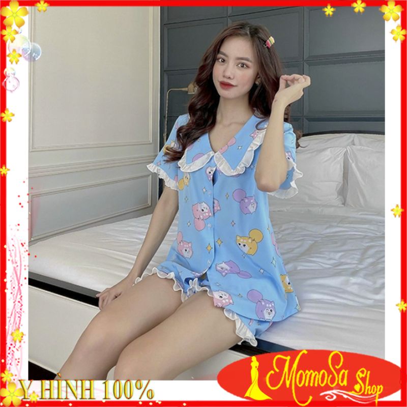 Đồ Bộ Tiểu Thư Pijama Nữ Mặc Nhà Quần Đùi Lụa Thái Cao Cấp Mềm Mịn MOMOSA