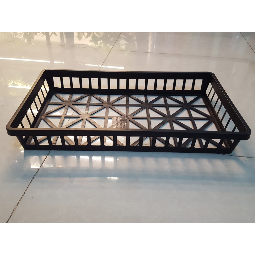 Bộ 3 cái khay nhựa chữ nhật đa năng có lỗ thoát 50x30x7 cm