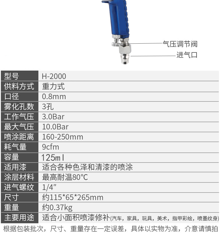 Súng Phun Sơn Mini H2000Hvlp Chuyên Dụng Sửa Chữa Nội Thất Xe Hơi