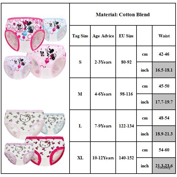 Quần lót cotton mềm mại họa tiết hoạt hình dễ thương cho bé gái