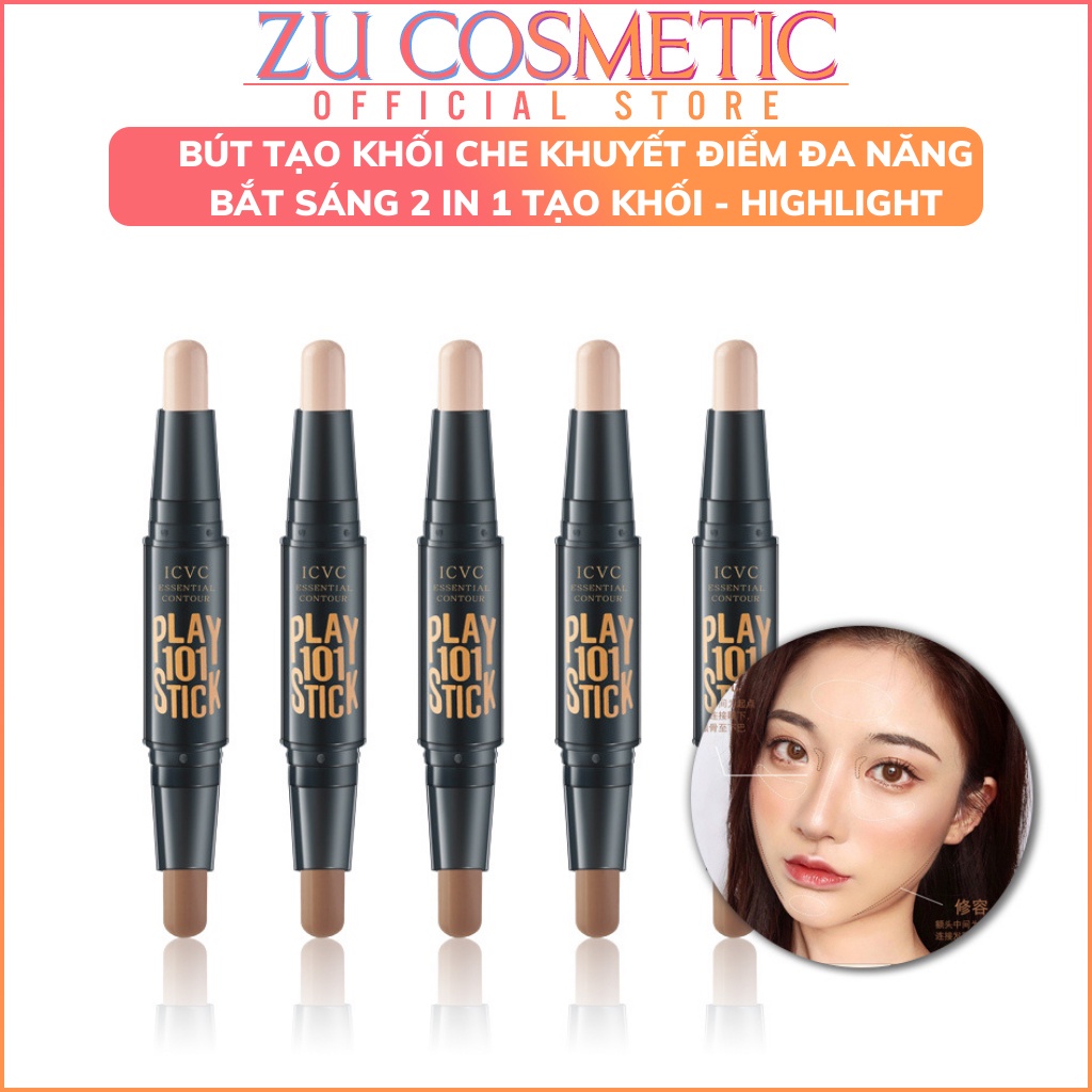 Bút tạo khối ICVC che khuyết điểm đa năng bắt sáng hai trong một ZUZU Cosmetic
