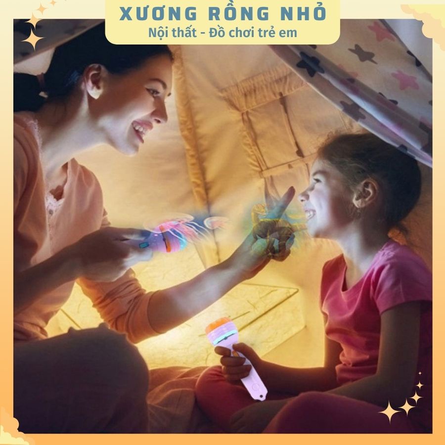 Đèn pin chiếu hình 80 hình động vật nghộ nghĩnh 3d sắc nét cho bé 1 2 3 4 tuổi - Xương Rồng Nhỏ