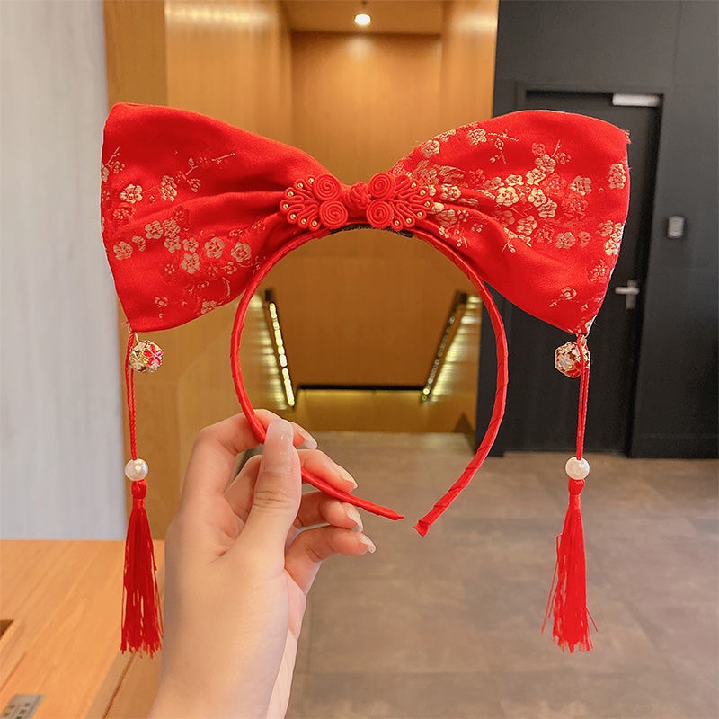 Băng Đô Cài Tóc Đính Nơ Phong Cách Trung Hoa Mừng Năm Mới