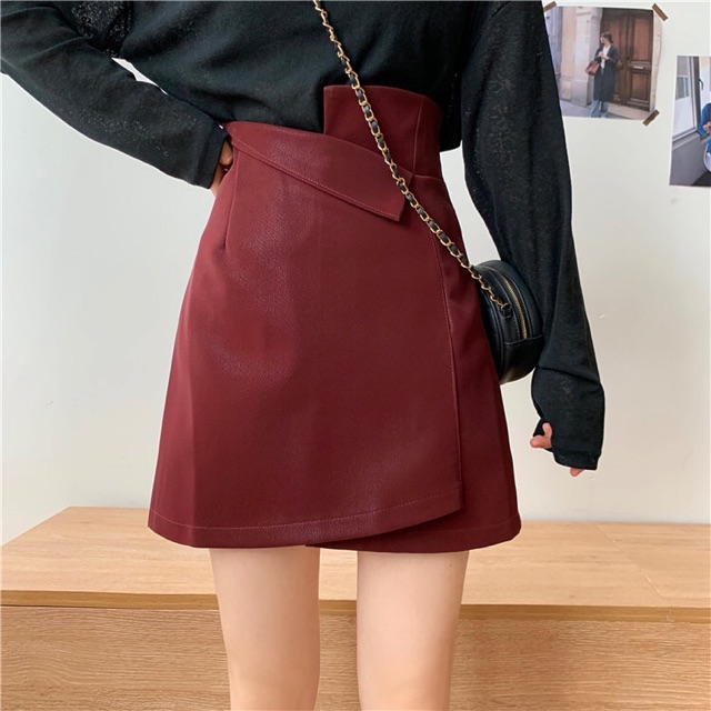 Váy da ulzzang dáng chữ A kèm quần lót trong[Sẵn S đen] | BigBuy360 - bigbuy360.vn