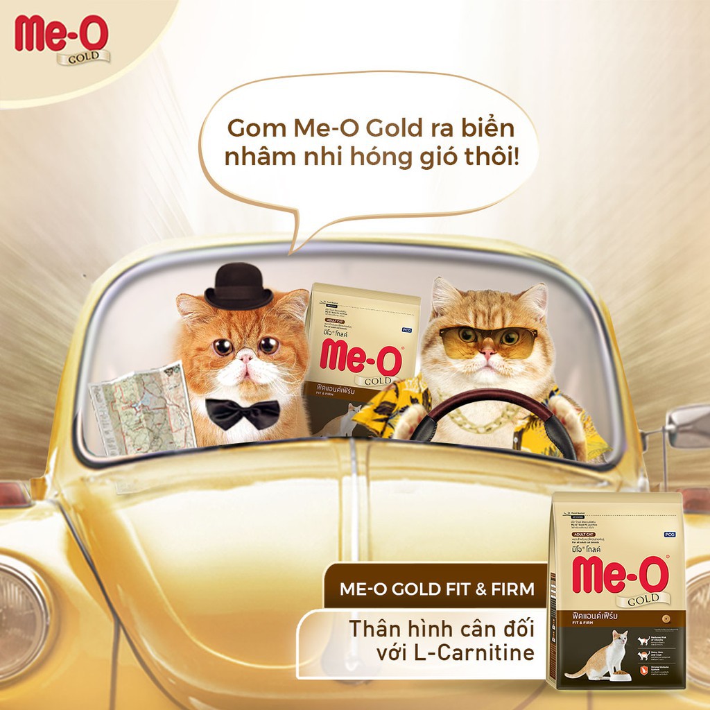 THỨC ĂN CHO MÈO Dạng hạt Me-o Gold Adult Cat FIT and FIRM Gói 400g Giúp giảm béo phì Da lông óng mượt Xuất xứ Thái lan