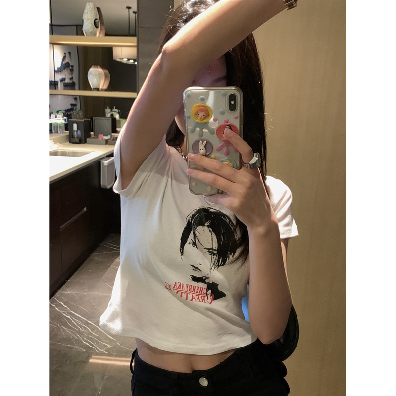 Áo Thun Dáng Ôm Ngắn Tay In Hình Cá Tính 50427