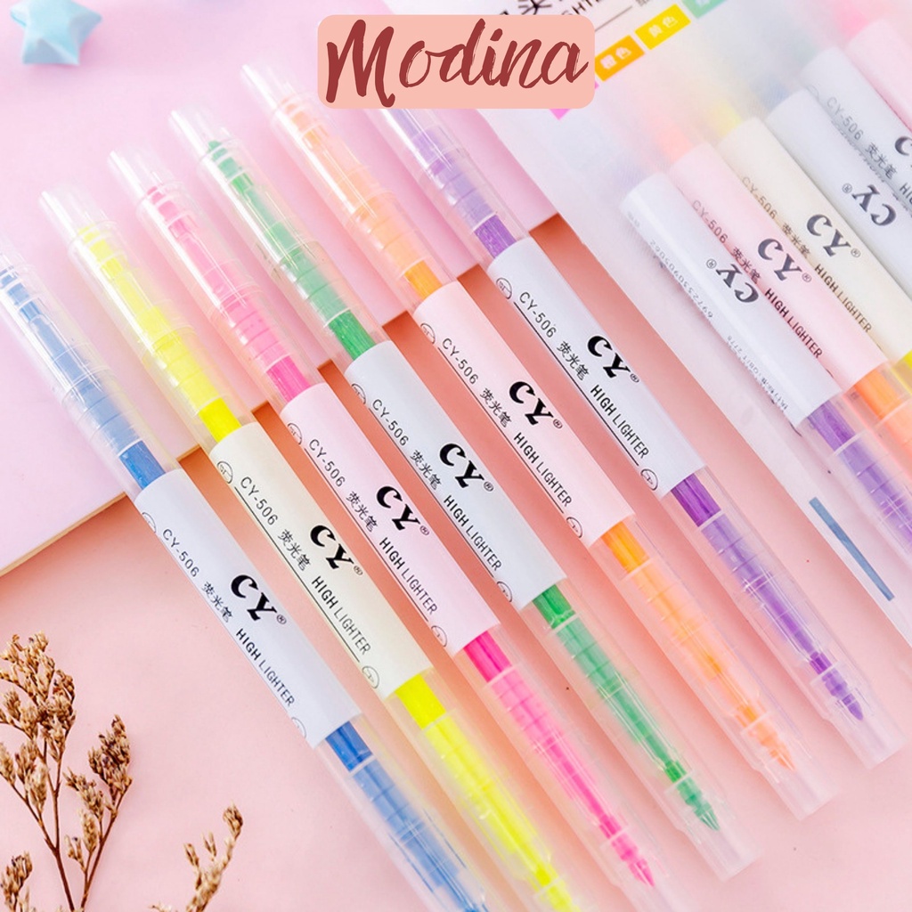 Set Bút nhớ highlight 2 đầu bộ 6 cây bút nhớ 2 đầu BUT001