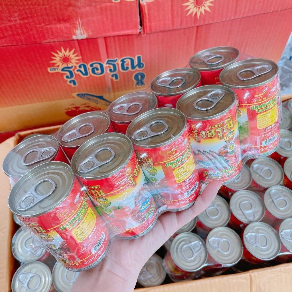 Lốc 10 lon cá mòi Thái Lan, cá hộp sốt cà chua RUNGAROON, cá hộp nắp giật tiện lợi, thơm ngon, trọng lượng 155g/lon | BigBuy360 - bigbuy360.vn