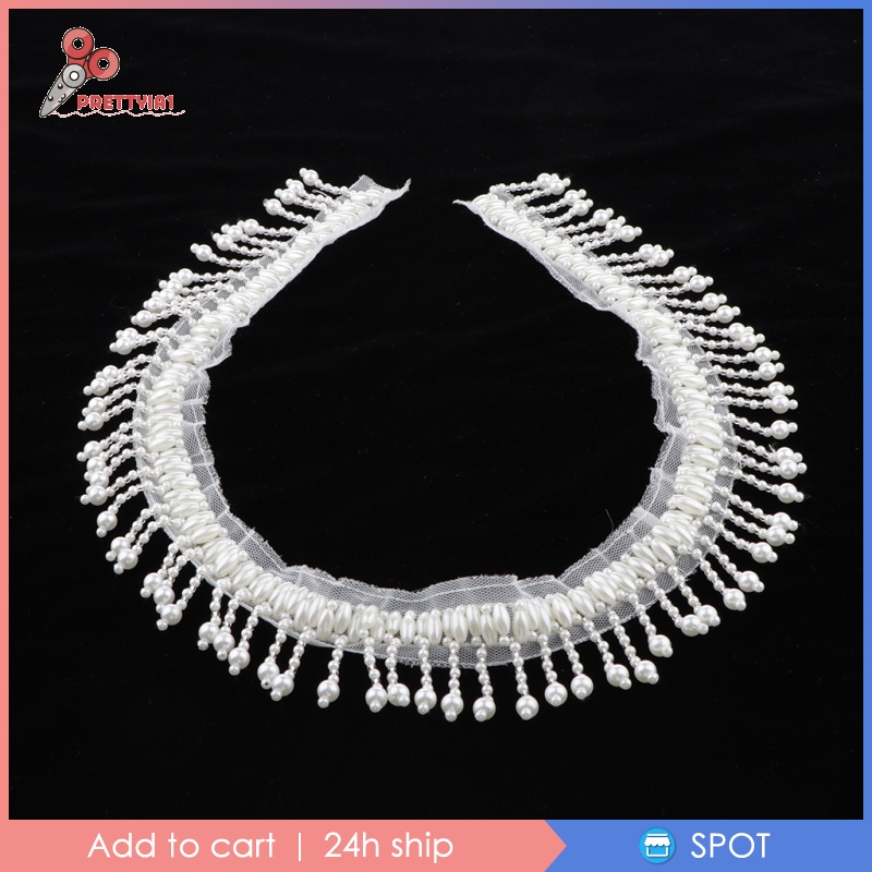 Cuộn Dây Ruy Băng Đính Ngọc Trai Tua Rua Dài 1 Yard Dùng Trang Trí Váy