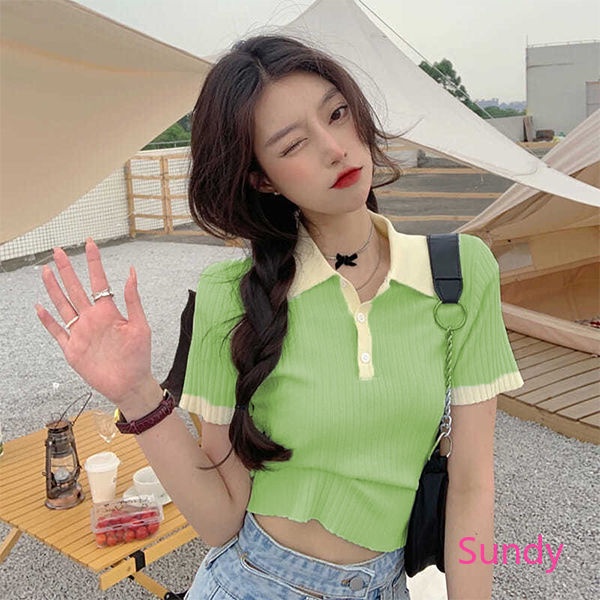 Áo Sơ Mi Kẻ Sọc Cổ Polo Thời Trang Mùa Hè Dành Cho Nữ